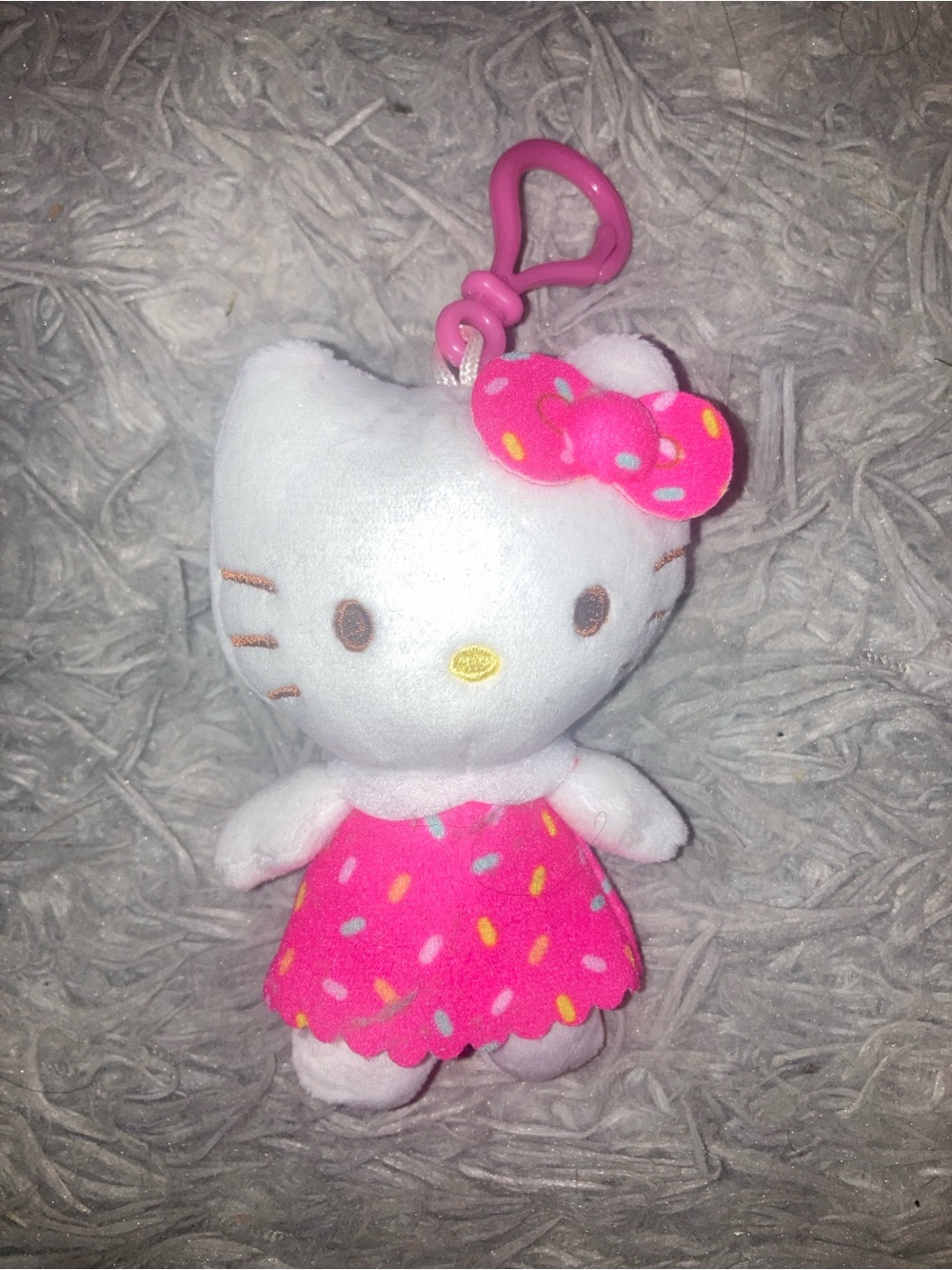 Hello Kitty Bright Pink Sprinkle Dress Plush Clip